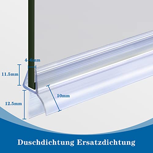 DOPPOSO Duschtür Dichtung Ersatzdichtung 2 x 80 cm für 4mm/5mm/6mm Glastür Stärken Duschkabinen Badewanne mit Wasserabweisende Duschdichtung verlängerten Gummilippen Glastür