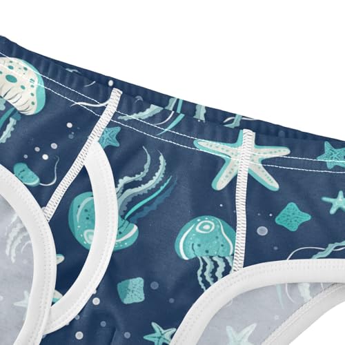 Wusikd Jellyfish Starfish Boys' Underwear Cotton Blue Boys Briefs Soft Toddler Underwear 2T4