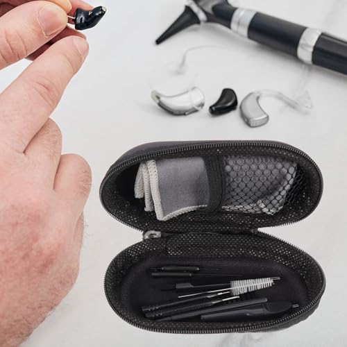 Kit de nettoyage prothèses auditives anti-panne avec pochette de transport zippée