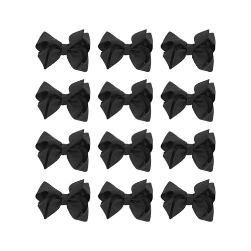 Image of Small Solid Bows for Girls - Set of 12 (Black)