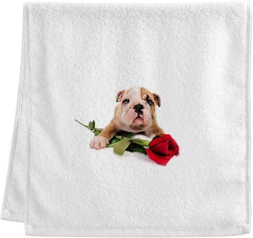 フェイスタオル 猫柄 おもしろ ハンドタオル 犬柄 薔薇4 バスタオル 吸水 速乾 軽量 薄手 耐久性 綿100% 抗菌防臭 ギフト 75×40cm 1枚セット