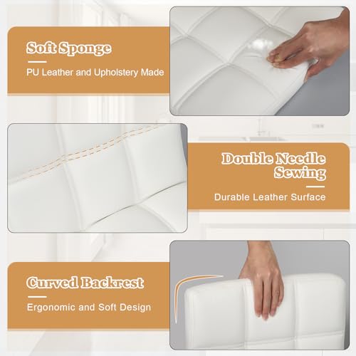 Ergoseat 5095003 Bar Stools Set Of 2,Armless Adjustable Swivel Barstools With Back,6-Squares Double Needle Pu Leather Counter Height Bar Stools thumb #4