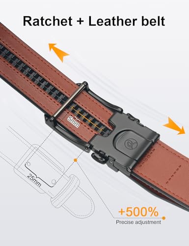 JUKMO 1.5" (38mm) Leather Ratchet Belt for Men in Gift Box3