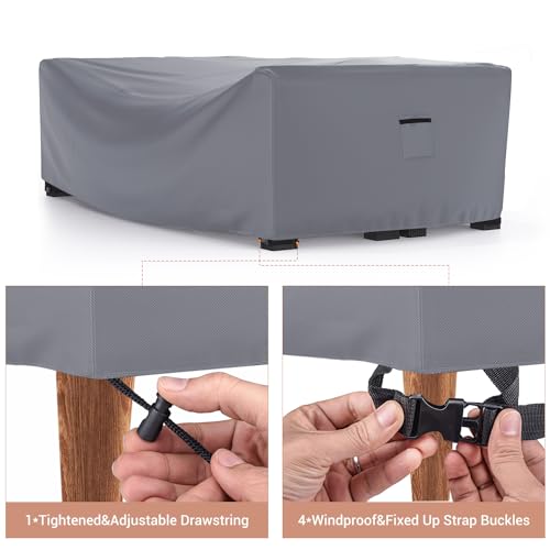 Image of Mrrihand Outdoor Patio Furniture Covers Waterproof 138 inchLx86 inchWx28 inchH Grey