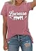 Lacrosse Mom Shirt Women Lacrosse Game Day Cheer Mom T-Shirt Funny Lacrosse Player Graphic Tees Summer Casual Tops,Pink S