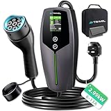 EVTRAVEL EV Charger Type 2 to 3 Pin Plug, Portable UK 3 Pin EV Charger, Adjustable Electric Car Charger [6/8/10/13A], 2.99KW EV Car Charger with LED Display, Type 2 Cable EVs and PHEVs (10M)