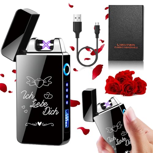 Umllpet Ich Liebe Dich Geschenk Elektronische Feuerzeug für Männer Valentinstag Hochzeitstag Jahrestag Geburtstag Geschenke für Ihn Herren Ehemann Freund Papa USB Elektronische Feuerzeug
