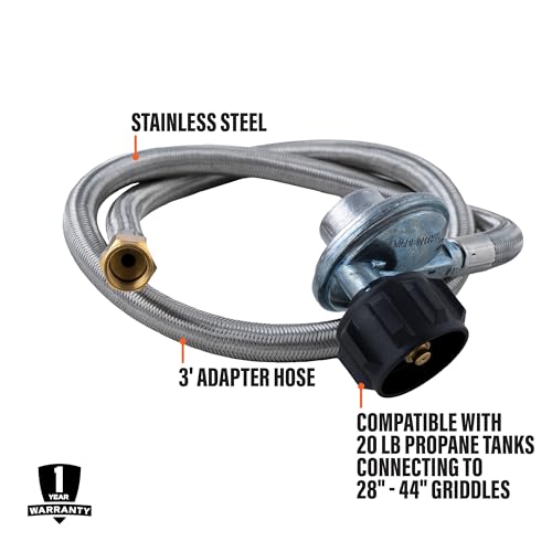 image for BLACKSTONE 5154 Propane Stainless Steel Braided Hose & Regulator for 2
