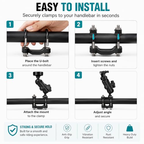 Image of CERLINK Action Camera Mount Compatible with GoPro | Premium Aluminium Alloy Bike & Motorcycle Handlebar Holder | 360 Adjustable Dual Angle