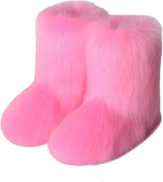 Faux Fur Boots for Women Snow Boots Fuzzy Leg Warm Boots Fuzzy Fluffy Furry Fashion Short Snow Bootie