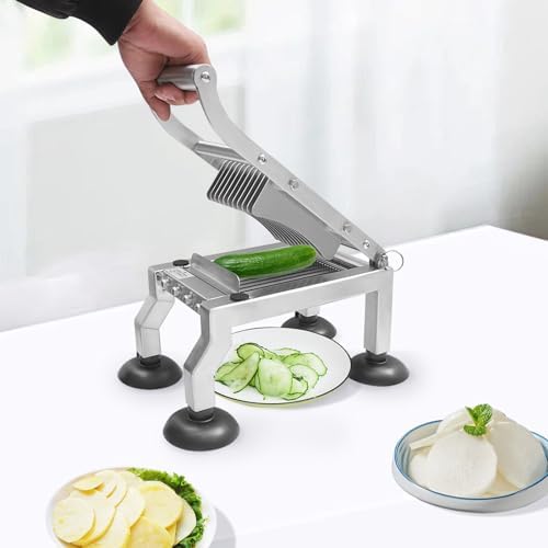 Manual Vegetable Cutter with Suction Cups - Effortlessly Slices Tomatoes, Cucumbers, Onions for Kitchen Use