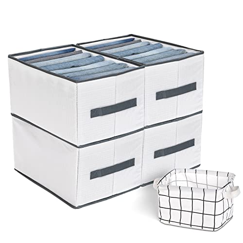 4 Stück stabiler Kleiderschrank-Organizer mit PP-Tafel, 7 Fächer faltbare Ordnungssystem Kleiderschrank, Kleideraufbewahrung Organisation für Jeans, Hosen, T-Shirts für Schubladen und Kleiderschränke Cover