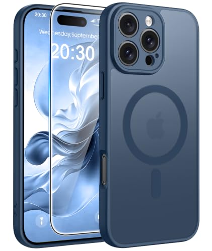 Image of FNTCASE for iPhone 16 Pro-Max Case: Translucent Blue Fit for MagSafe
