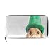Produktbild Plsdx Grüner Hut Hund Welpe lange Pass Kupplung Geldbörsen Reißverschluss Brieftasche Fall Handtasche Geld Veranstalter Tasche Kreditkarteninhaber für Dame Frauen Mädchen Männer Reisen Geschenk
