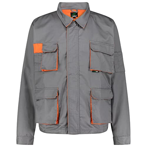 BWOLF Sigma Chaqueta de Trabajo Hombre Algodón y Poliéster Chaqueta Trabajo para Hombre Multi bolsillo con Cremallera Gris/naranja L Cover