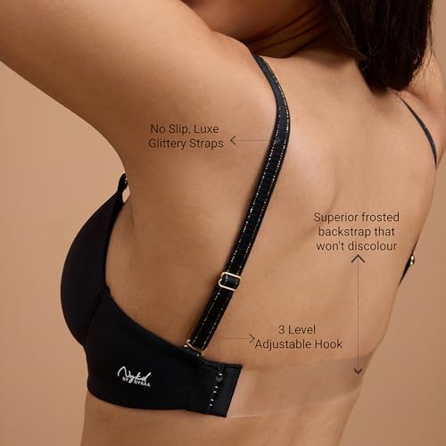 Image of NYKD By Nykaa Padded Non-Wired Transparent Back Bra with Free Transparent Shoulder Straps - NYB373