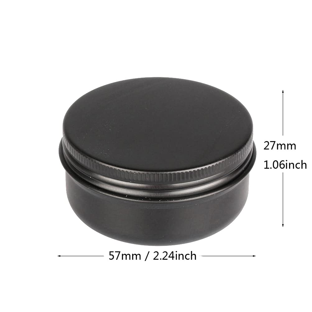 50 sztuk 50 ml czarnych aluminiowych słoików z zakręcanymi pokrywkami do kosmetyków, rękodzieła, przechowywania i przechowywania zawiera łyżki i etykiety
