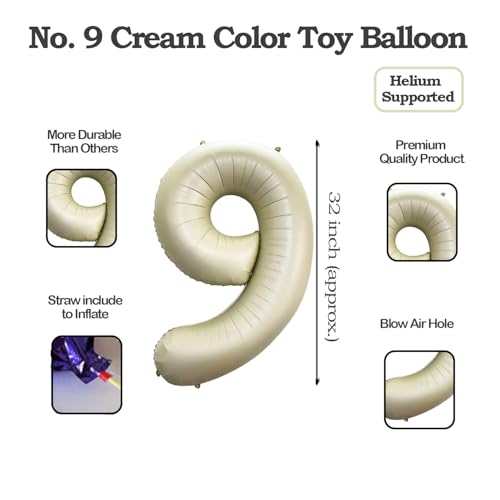 Image of Solid White 9 /Nine Number Foil Balloons 32 inch Birthday Party Decoration Helium Supported