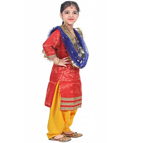 Image of ITSMYCOSTUME Punjabi Patiala Suit for Girls|Punjabi Giddha /Baisakhi /Bhangra Dance Costume for Girls