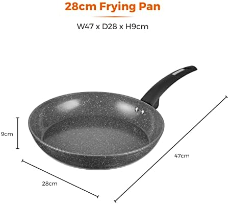 Tower T81242 Cerastone Induction Frying Pan Non-Stick, Ceramic Coating, Forged Aluminium, Stay Cool Handle, Graphite, 28 cm