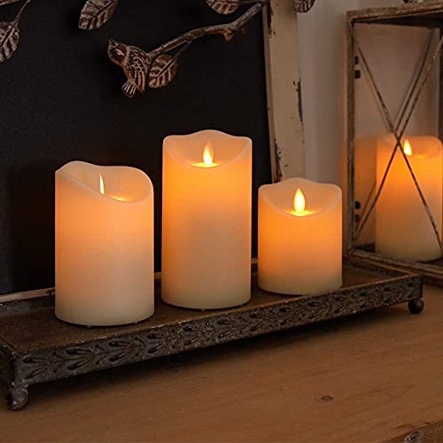 Image of LTETTES Flameless LED Pillar Candles | Flickering Flame Effect with Realistic Faux Wick | Battery Operated with Remote Control | Elegant Home Decor | Set of 3 | Sizes: 3 inchx4 inch, 3 inchx5 inch, 3 inchx6 inch