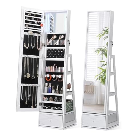 Nicetree Jewelry Cabinet with Lights and Mirror Cover