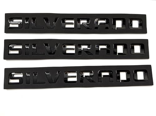 Image of 3PCS Badge Emblems for Silverado 2007-2020 for Silverado, Sierra, and Canyon - Fits 1500, 2500HD, and 3500HD Models (Black)