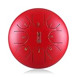 DOOGL Stahlzunge Trommel 8 Anmerkungen 6 Zoll, Tank-Trommel Handbaum Drum Notes Percussion Instrument Steel Trommeln Instrumente Mit Mit Tasche,Rot