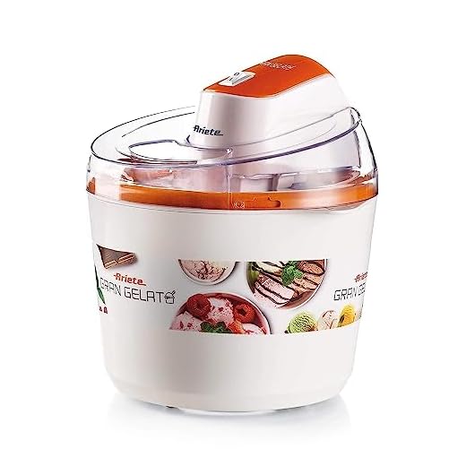 Ariete 642 Gelatiera Gran Gelato, Macchina per Fare Sorbetti e Gelati in 30 Minuti, Cestello Refrigerante Doppio Isolamento, Pulsante On/off, Coperchio Trasparente, 1.5 Litri, Plastica