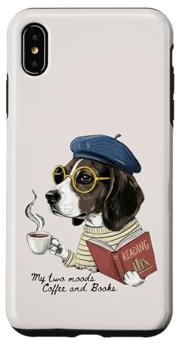 Dog Reading Book Coffee Dark Academia Intellectual Reader �X�}�z�P�[�X iPhone XS Max �p