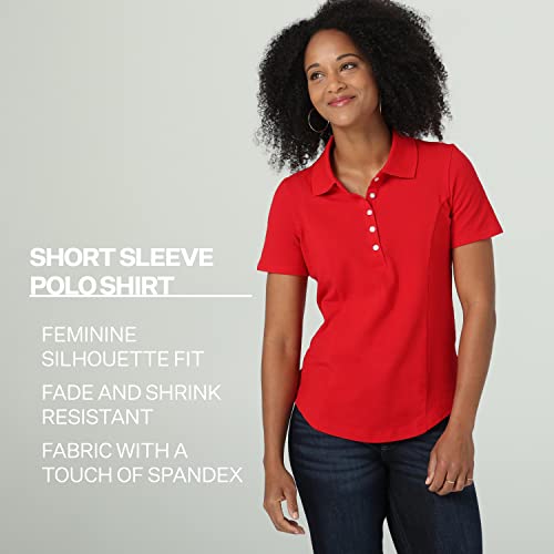 Riders By Lee Indigo Womens Short Sleeve Polo Shirt , Black Soot , Large #TOP2