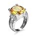 Aotiwe Bague Fiançaille Femme, Parure Bijoux Femme Bague Luxe Grand Zircon Coupe Coussin Jaune Plaqué Argent Taille 59