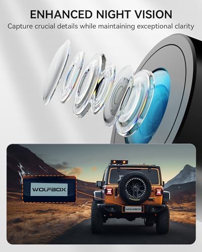 WOLFBOX Dashcam 4K + 2,5K für Rückspiegel: Front- und Rückspiegel Dashcam für Auto mit 12 Zoll Bildschirm, WDR Kamera, Nachtsicht, 64GB Karte und gratis GPS
