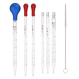 3 Stück Glas Pipetten Dropper, Measuring Pipettierer, Pipette 10ml, Messpipette Mit 2 Pinseln und 3 Gummipipipettenball für Transparent Lab Medizinische Fakultät Lebensmittelforschung