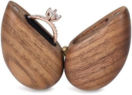 KASTWAVE Personalized Wooden Ring Box - Heart Shaped Ring Box for...