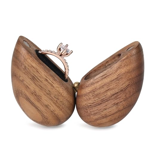 KASTWAVE Personalized Wooden Ring Box - Heart Shaped Ring Box for...