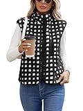iChunhua Thin Fleece Stand Up Collar Sleeveless Jacket for Women Fluffy Warm Winter Vest Ladies Fleece Body Warmers With Pocket Black L
