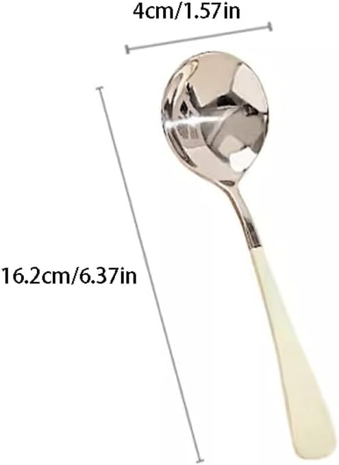 Spoons,Rice Spoons, Round Stainless Steel Spoon Household Spoon Creative Cute Dessert Spoon Coffee Stirring Spoon Kitchen Table Spoon Dinner Spoon Teaspoons