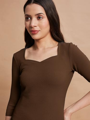 Image of Selvia Western Lycra Plain One Piece Bodycon