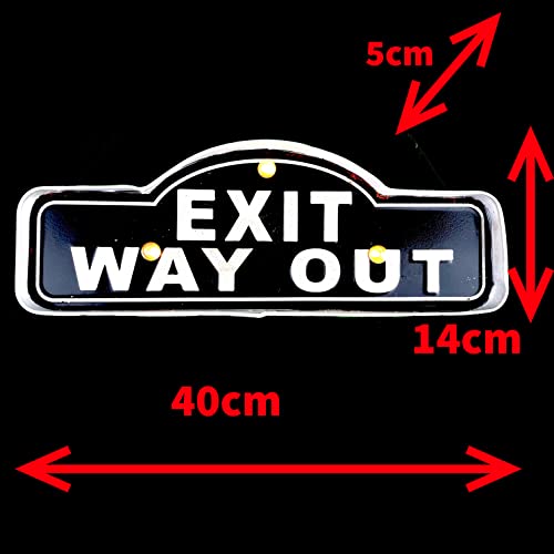 DiiliHiiri Retro Luminous Outlet Sign - Vintage LED Sign for Wall Decoration 1950s, Exit Way Out Black - Image 2