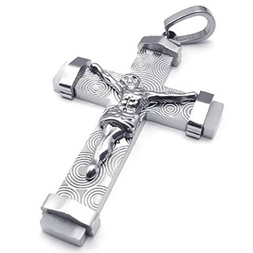 Collier croix argent en acier inoxydable, idée cadeau symbole pour homme et femme