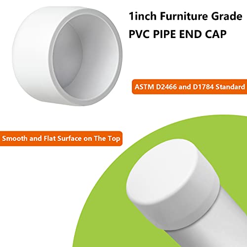 30Pack 1 Inch PVC End Cap Fittings, Flat PVC Cap For