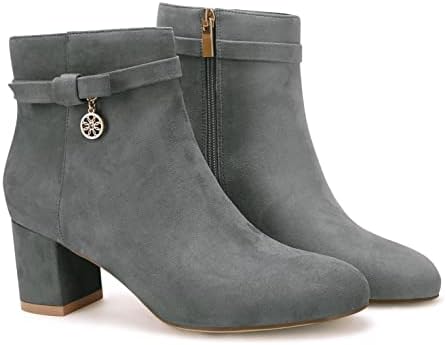 Coutgo Women's Ankle Boots Chunky Block Low Heel Vintage Tie Knot...