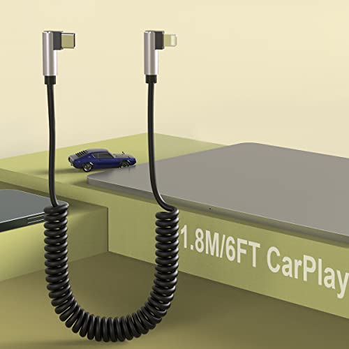 Cable USB C a Lightning en espiral para Apple CarPlay y iPhone 14