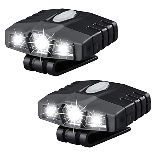 ChiMiao 2X Ultra Bright Hands-Free Led Clip on Hat Light - Rechargeable 150 Lumens Spotlight Waterproof Cap Light, Gray