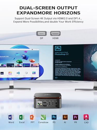 ACEMAGICIAN Mini PC Ιntel Alder Lake Ν95 3.4GHz 16GB DDR4 RAM 512GB M.2 SSD Micro Desktop Computer, 4K UHD HDMI+DP, Dual Bande WiFi/BT4.2/Gigabit Ethernet für Business, Heimkino, W11 Pro