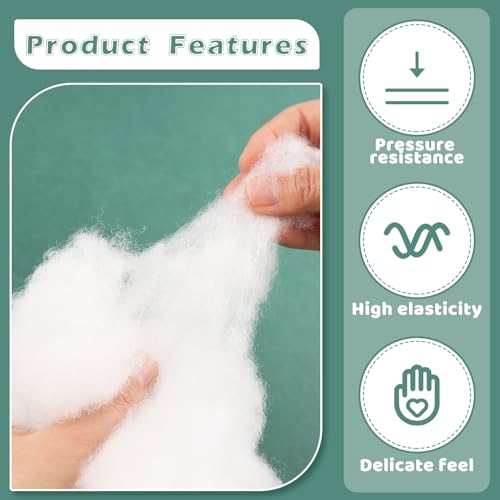 Jmuiiu 1.98lb Polyester Fiberfill Stuffing for Stuffed Animals, High Resilience Fiber Fill, Pillow Stuffing for Pillows, Fiber Filling Stuffings for Crafts Home Decors Projects - Thumbnail 4