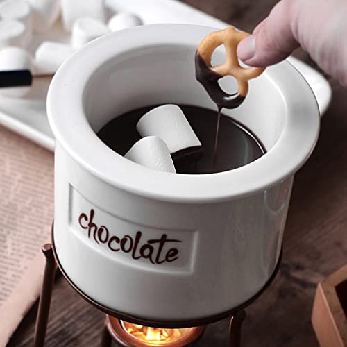 Pote de derretimento de chocolate fondue: 1 conjunto de panela de manteiga de queijo de cerâmica par