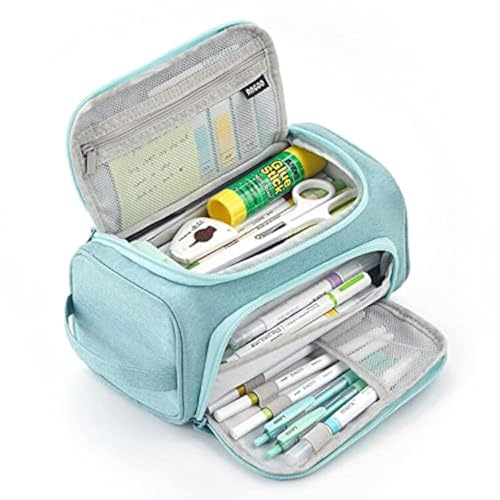Image of HVOMO Big Capacity Pencil Case High Large Storage Pouch Marker Pen Case Travel Simple Stationery Bag School College Office Organizer for Teens Girls Adults Student（Green）