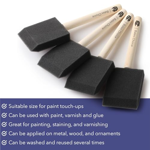 Image of Bates- Foam Paint Brushes, 2 Inch, 48 Pack, Wooden Handle